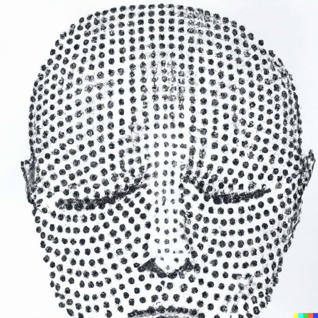 a representation of anxiety, stipple drawing